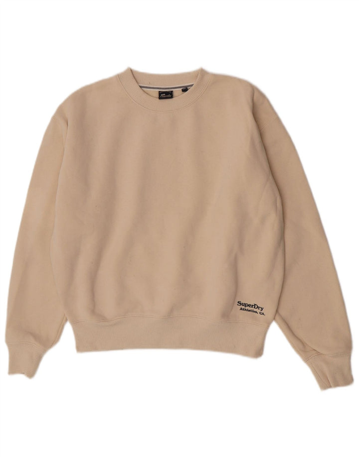 Pulover supradimensionat Superdry pentru femei UK 8 mic, bej, bumbac