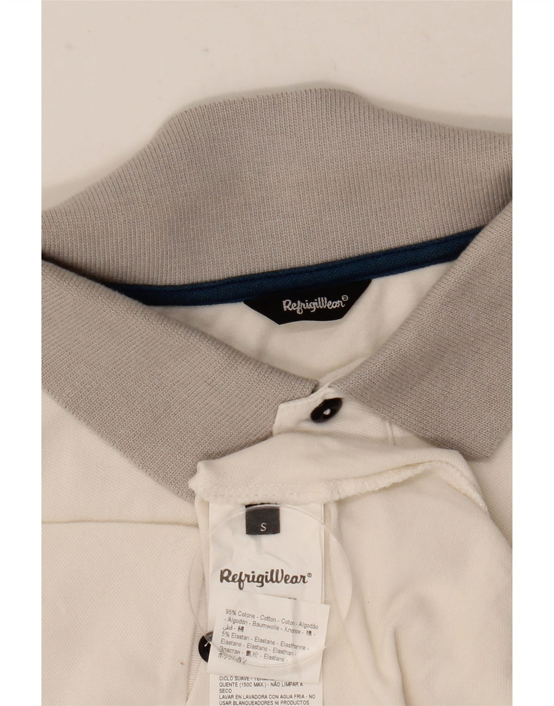 Tricou polo pentru bărbați Refrigiwear, mic, alb, din bumbac color bloc