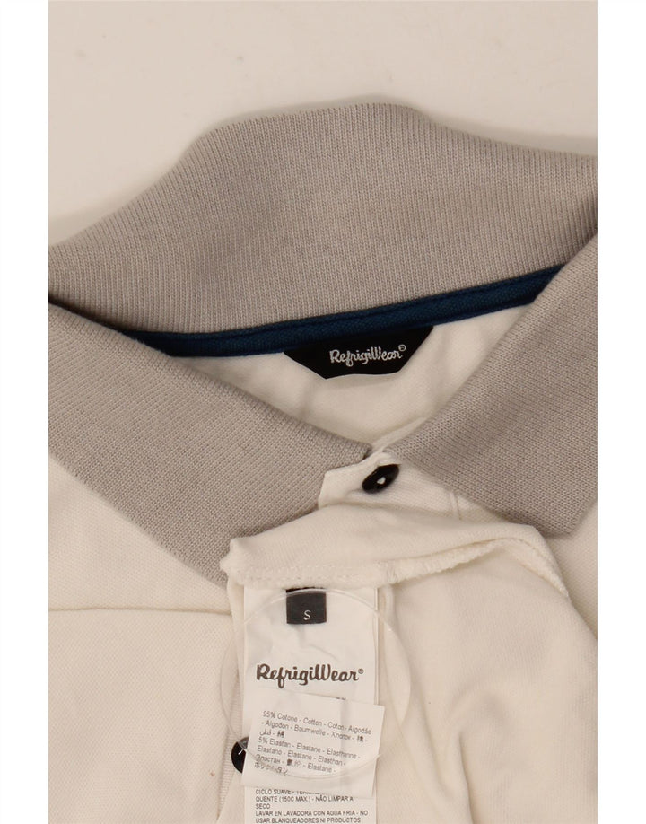 Tricou polo pentru bărbați Refrigiwear, mic, alb, din bumbac color bloc