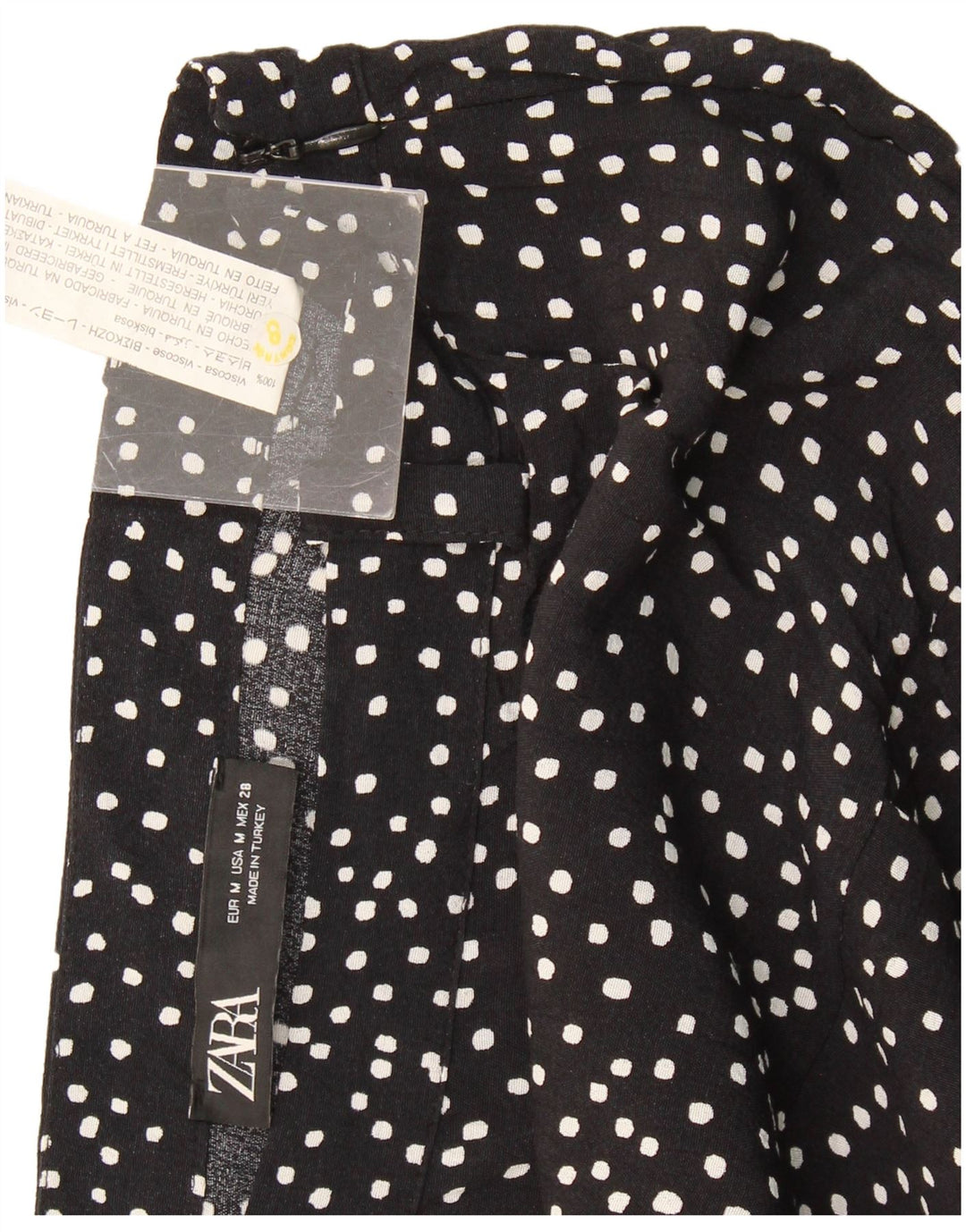 Skort pentru femei Zara UK 14 Medium Black Spotted Viscose
