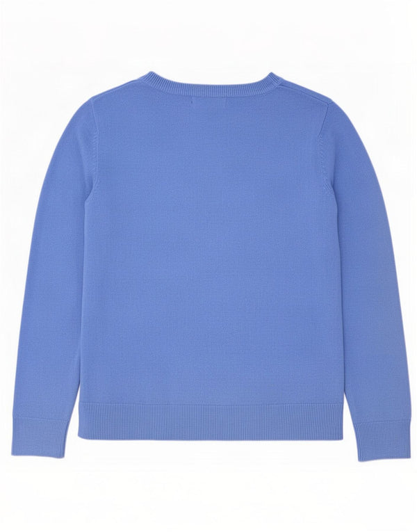 Pulover pentru femei Marks & Spencer cu decolteu triplu UK 12 Medium Blue Acrylic