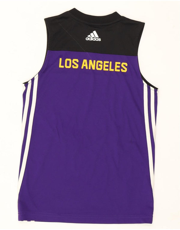 Adidas Boys Los Angeles Graphic Vest Top 9-10 Years Purple Colourblock