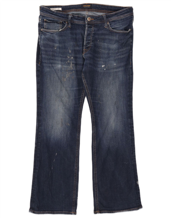 Blugi Jack & Jones pentru bărbați Jake Bootcut W34 L30 bumbac bleumarin