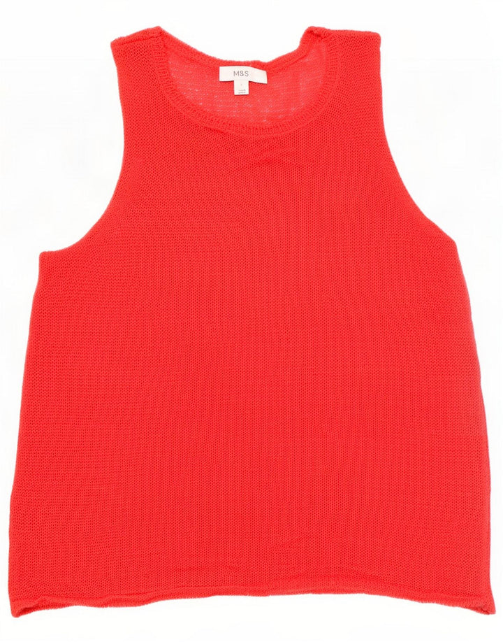 Marks & Spencer Womens Vest Top UK 10 Small Red Acrylic
