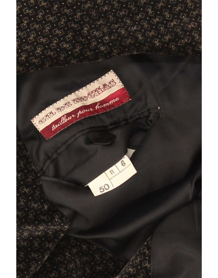 Jachetă vintage pentru bărbați din catifea cu 2 nasturi IT 50 mare negru geometric