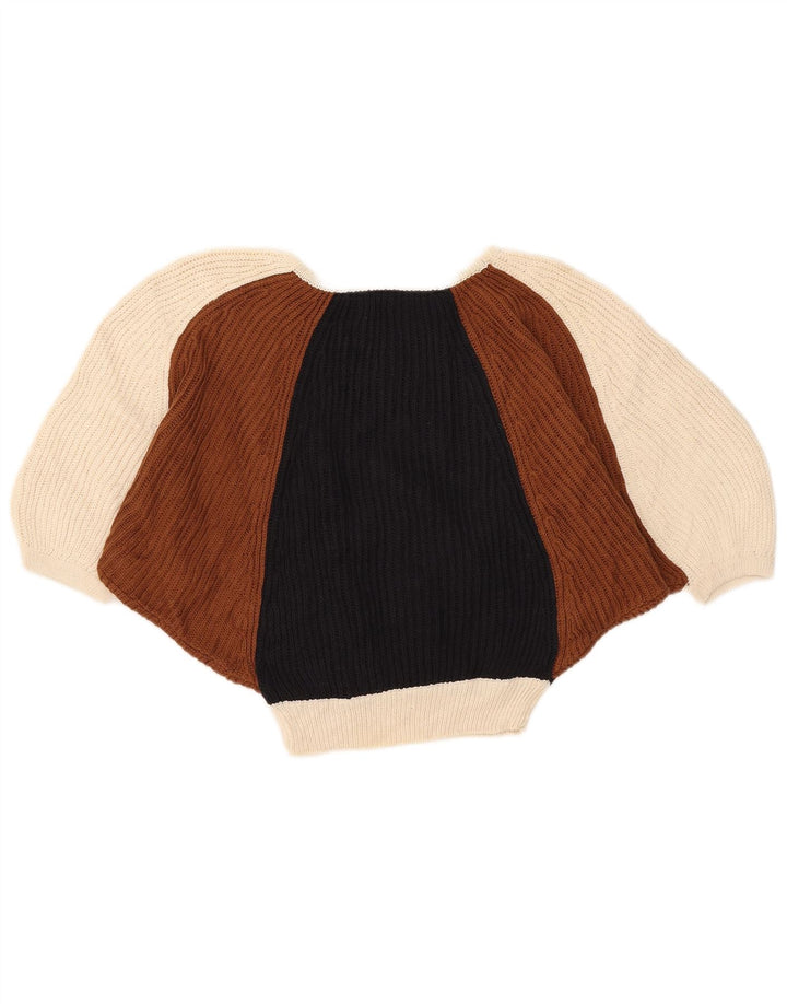 Pulover vintage pentru femei, cu mânecă jumătate, cu gâtul de barca, IT 44, mediu multicolor