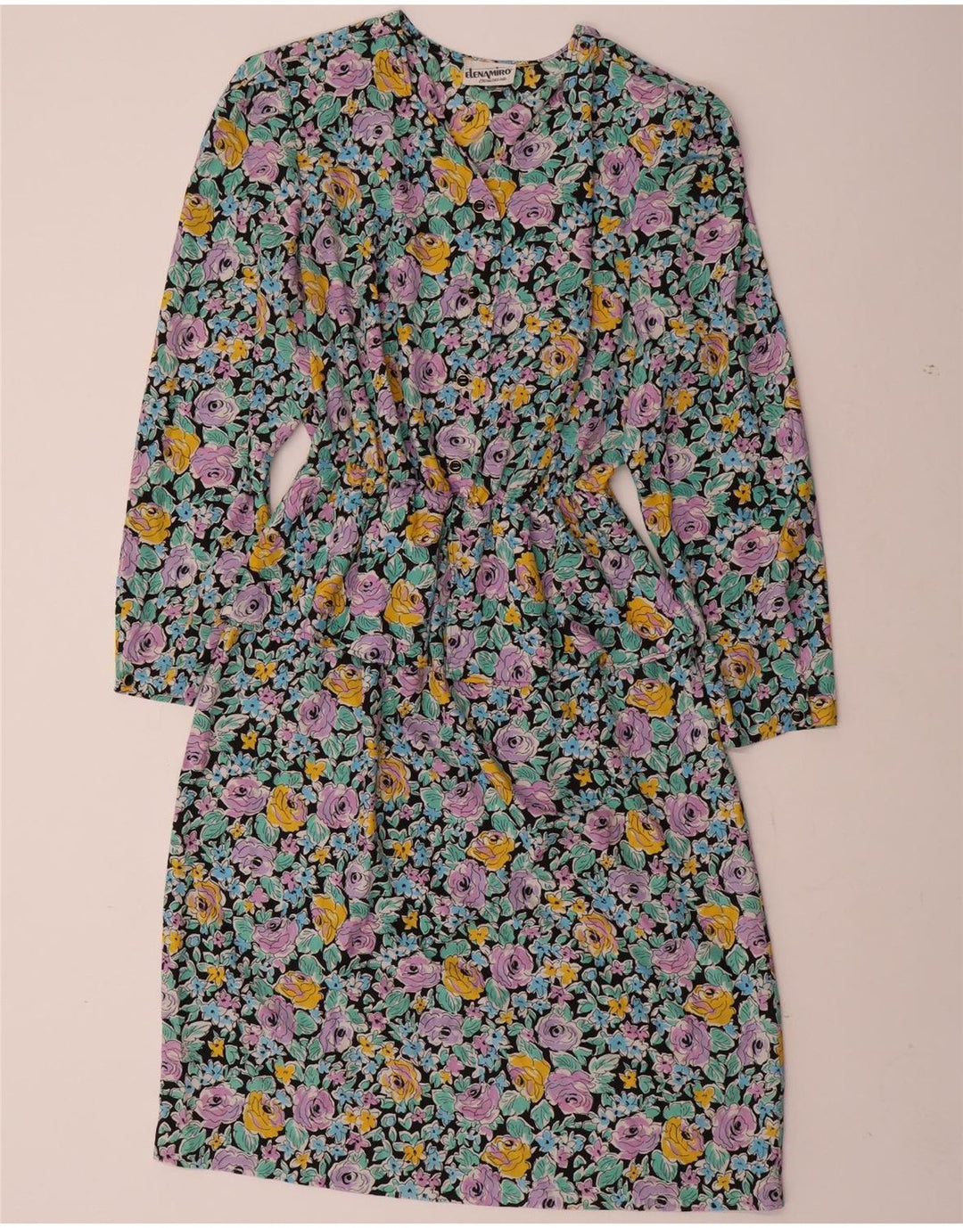 ELENA MIRO Rochie peplum cu mânecă lungă pentru femei UK 22 3XL Multicolor Floral