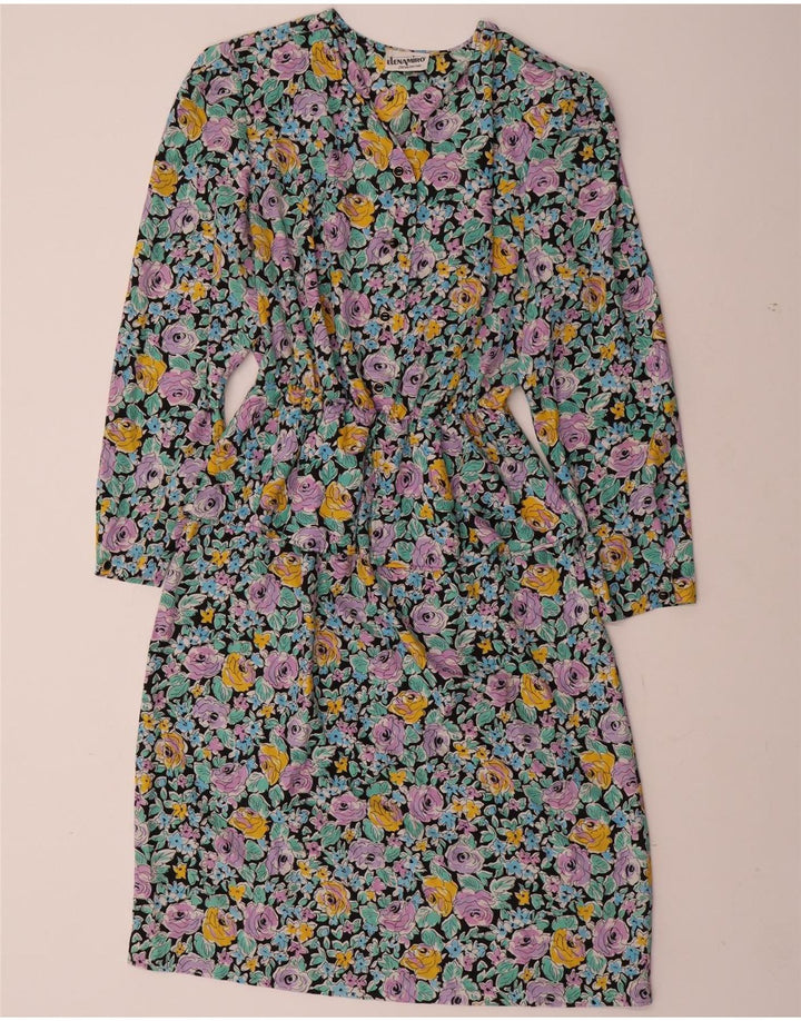 ELENA MIRO Rochie peplum cu mânecă lungă pentru femei UK 22 3XL Multicolor Floral