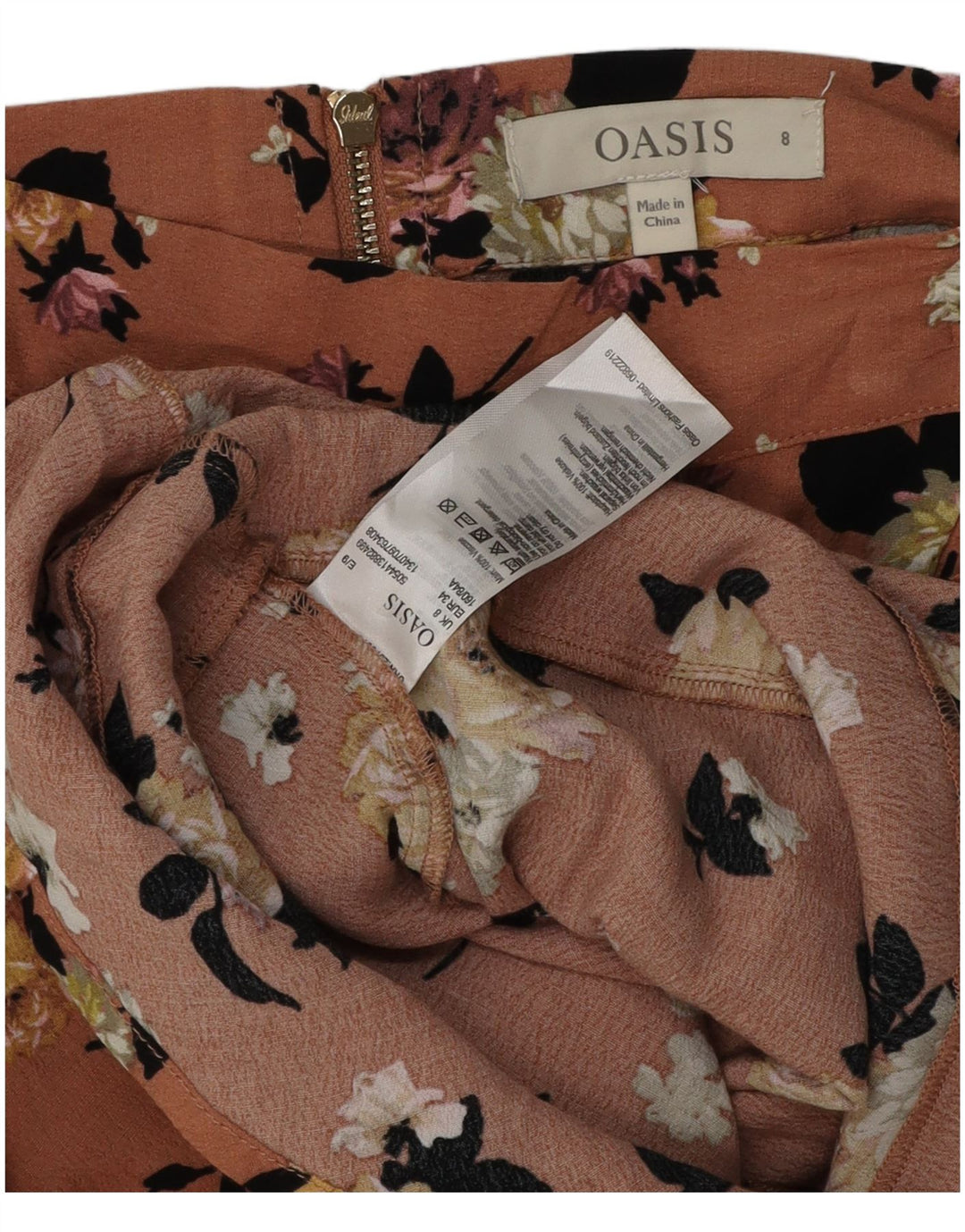 Fusta mini pentru femei Oasis UK 8 Small W28 Pink Floral Viscose