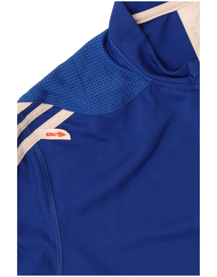 Tricou Adidas pentru bărbați, cu fermoar și gât, Top Medium Blue Poliester