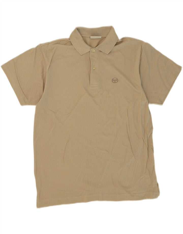 SERGIO TACCHINI Mens Polo Shirt IT 50 Medium Beige Cotton Vintage Sergio Tacchini and Second-Hand Sergio Tacchini from Messina Hembry 