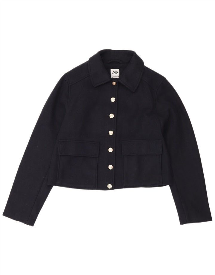 Jachetă Bomber Crop pentru Damă Zara UK 6 XS Poliester bleumarin