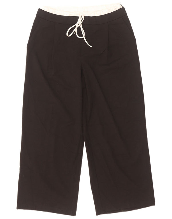 Pantaloni tăiați pentru femei Zara cu picioare largi Mediu L28 L26 Negri Colorblock