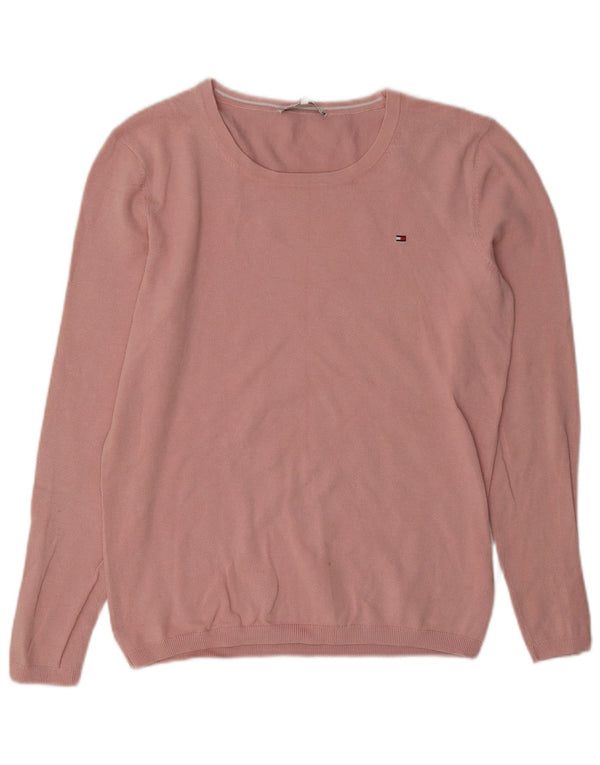 Pulover Tommy Hilfiger pentru damă, cu gât de barcă, din bumbac, roz mediu, UK 14