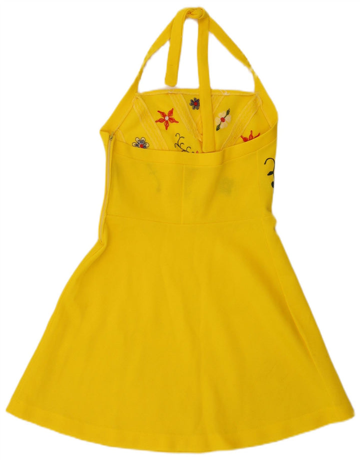 Rochie de damă Vintage Halter IT 42 Medium Galben Floral