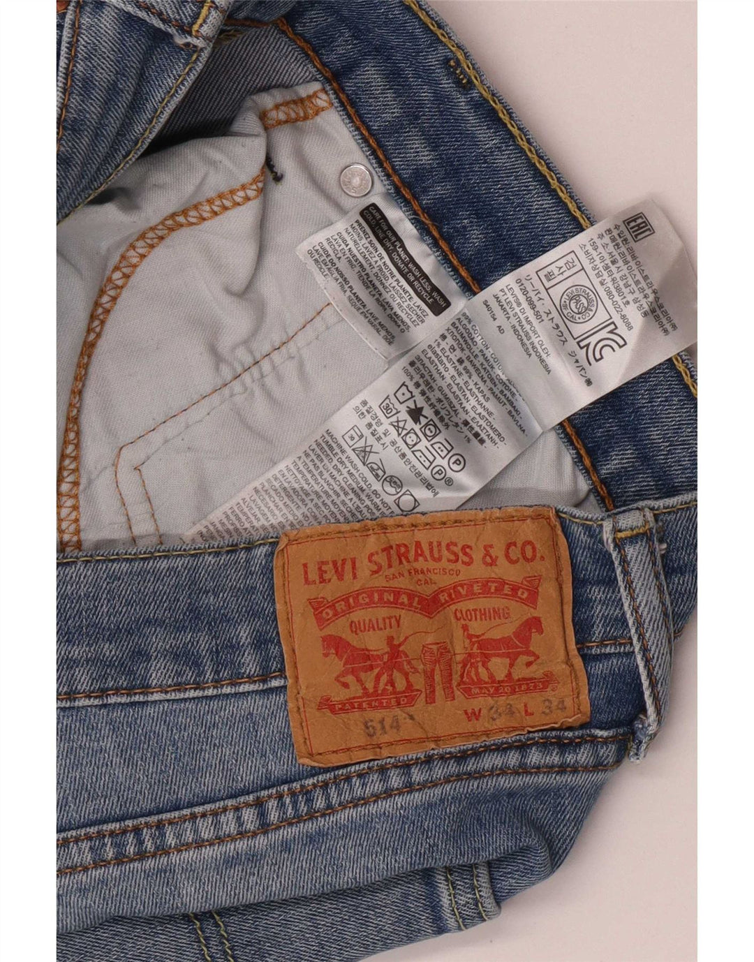 Blugi drepti pentru bărbați Levi's 514 W34 L27 Bumbac albastru