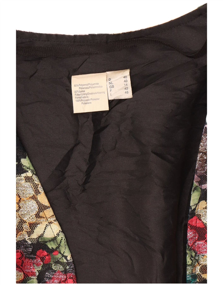 Jachetă Bolero pentru femei VINTAGE cu mâneci 3/4 UK 14 Medium Multicolor Floral