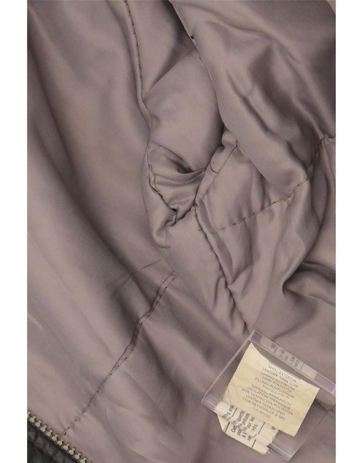 Jachetă de piele pentru bărbați VINTAGE UK 40, mare, gri din piele