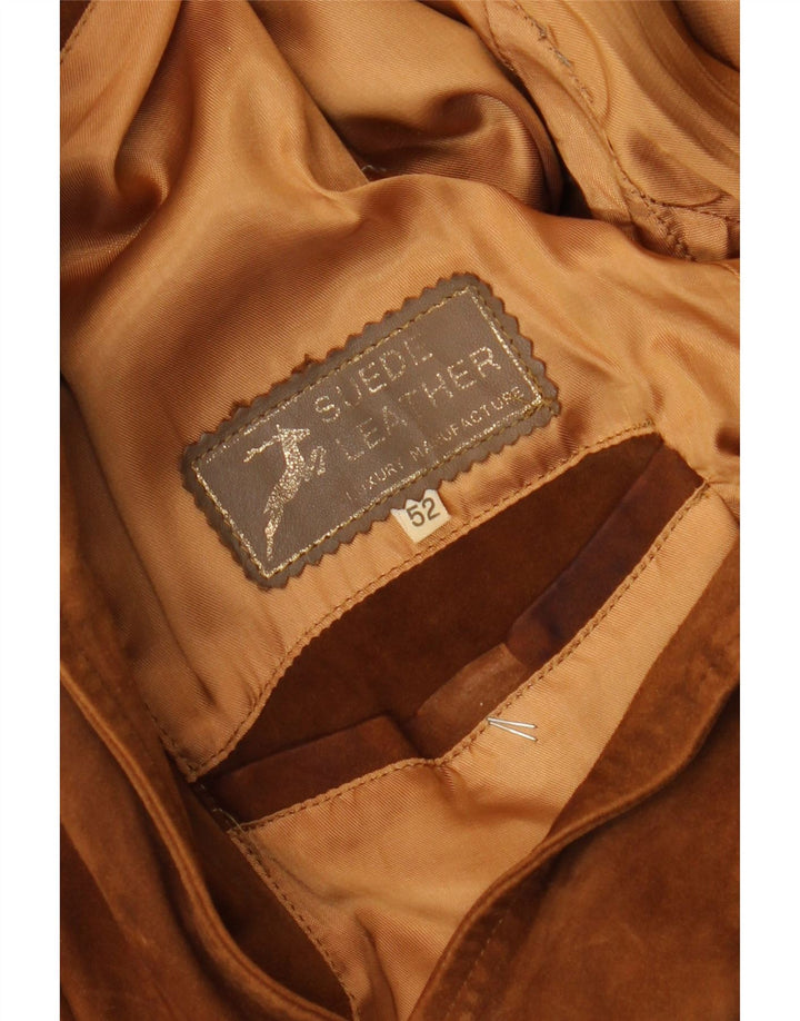 Jachetă vintage de piele intoarsa pentru femei IT 52 2XL maro din piele intoarsa