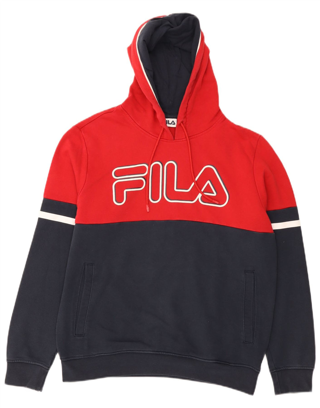 Pulover Fila pentru bărbați cu capota, roșu, colorat