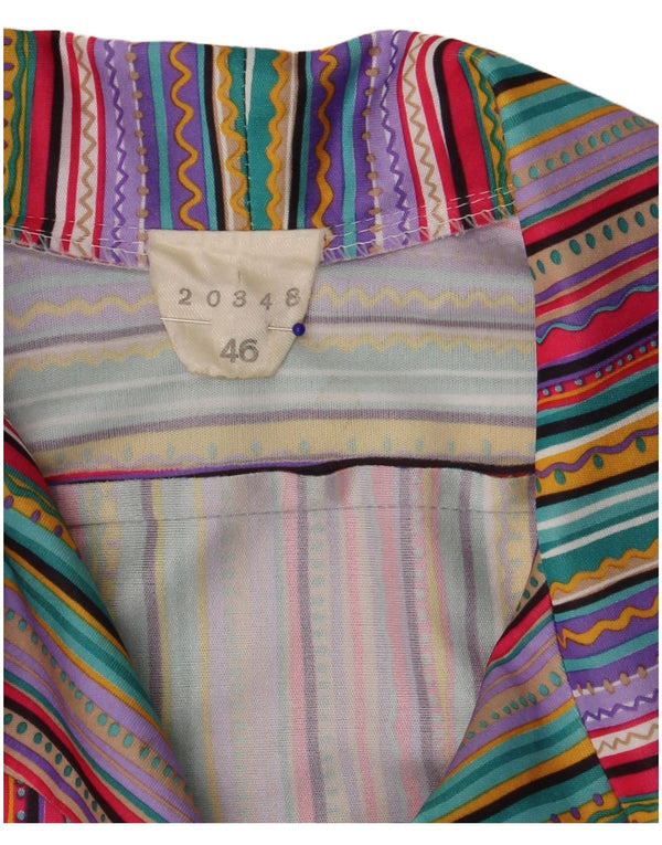 Cămașă vintage pentru femei cu mânecă scurtă IT 46 mare, multicoloră, cu dungi