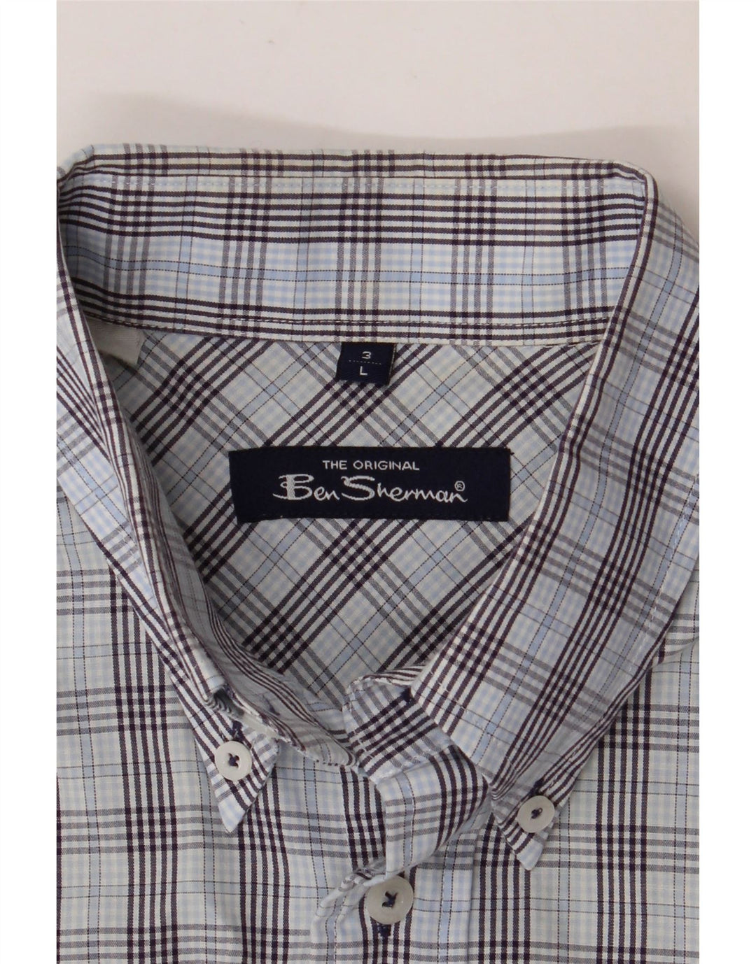 BEN SHERMAN Cămașă cu mânecă scurtă pentru bărbați, cu carouri mari, albastre