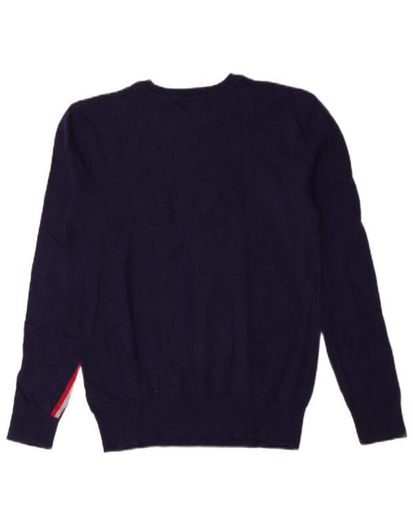 Pulover pentru femei Armani Jeans cu decolteu triplu UK 14 Medium Bleumarin