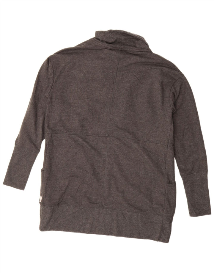 Pulover cardigan deschis supradimensionat pentru femei Eddie Bauer UK 10 mic bumbac gri