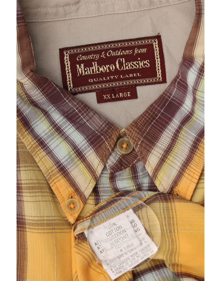 Cămașă pentru bărbați Marlboro Classics 2XL, bumbac cu carouri galbene