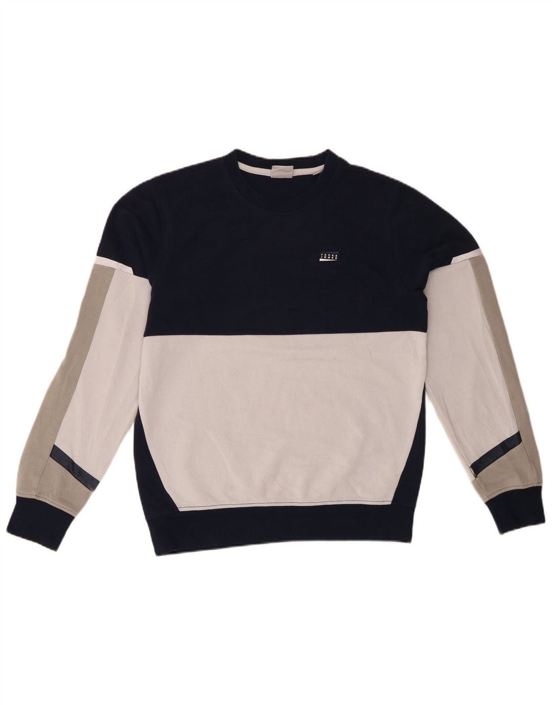 JACK & JONES Hanorac pentru bărbați Pulover mic, bleumarin, bumbac color bloc
