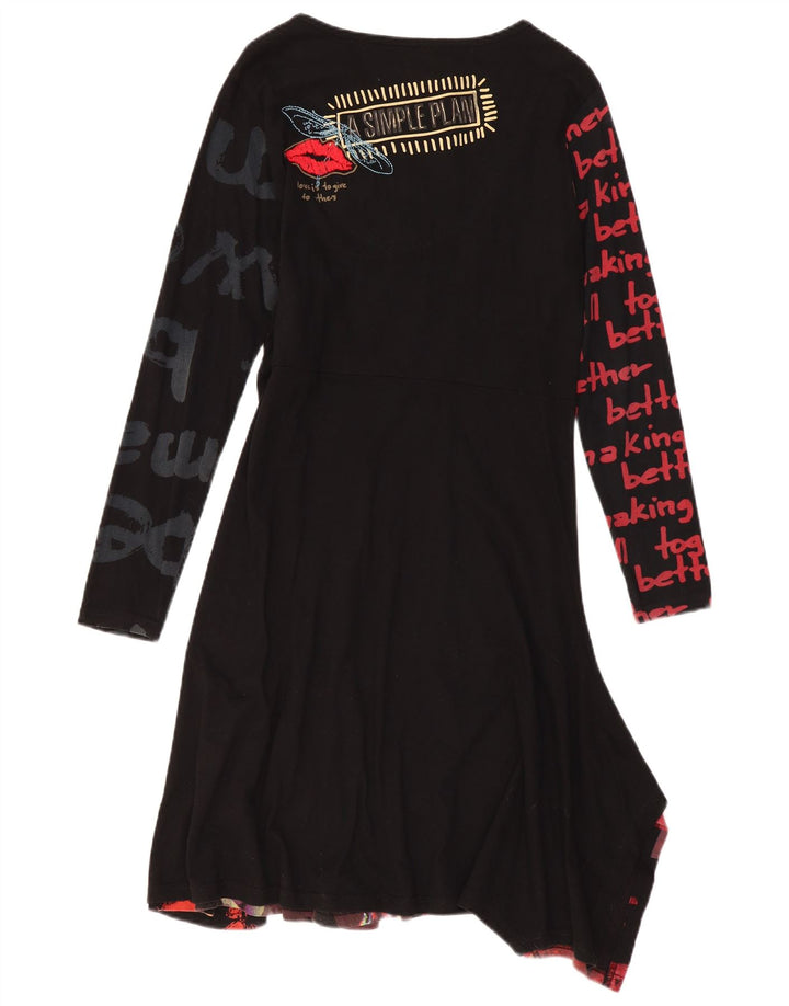 Rochie asimetrică cu grafică Desigual pentru femei UK 18 XL Negru mozaic