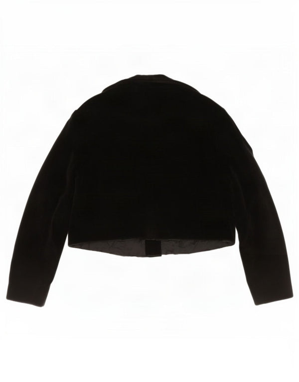 Jachetă Bolero din catifea vintage pentru femei UK 14 Medium Black