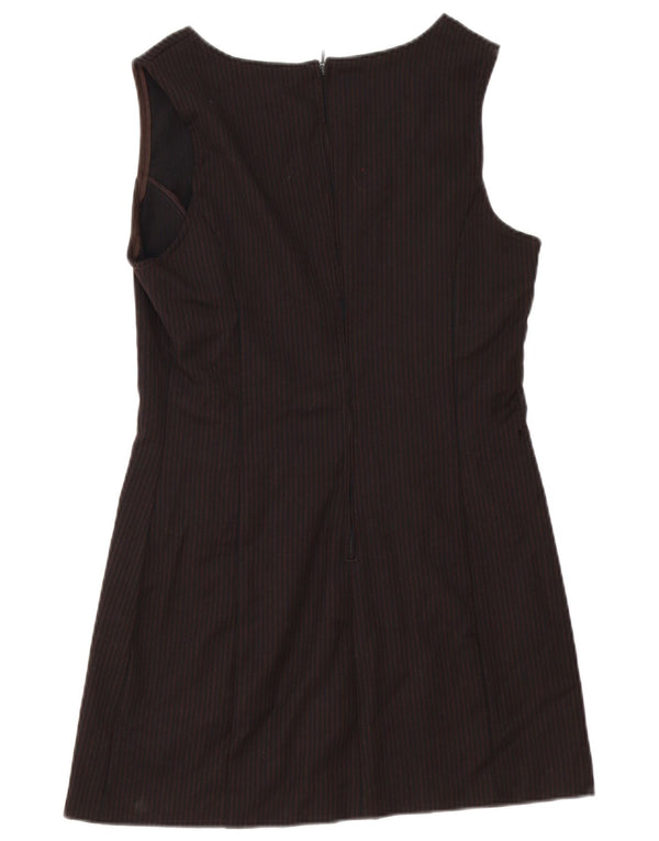 Rochie A-Line fără mâneci Benetton pentru femei UK 12 Maro Mediu Pinstripe