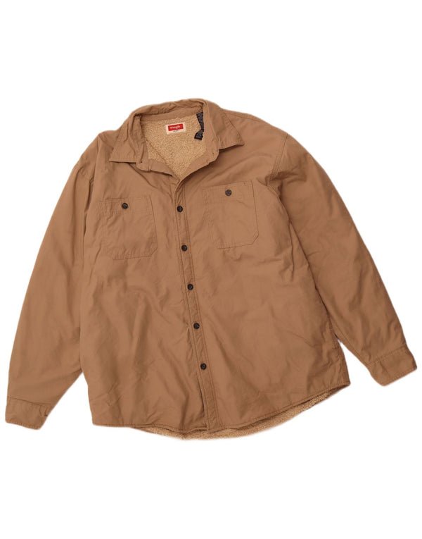 Jachetă Sherpa pentru bărbați WRANGLER UK 42 XL bumbac maro