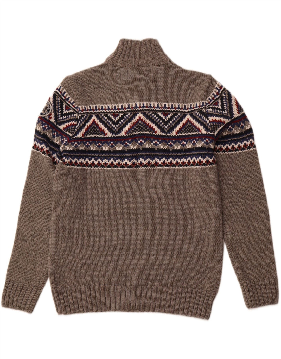 SOUTHERN Pulover pentru bărbați cu gât cu nasturi 2XL gri Fair Isle acrilic