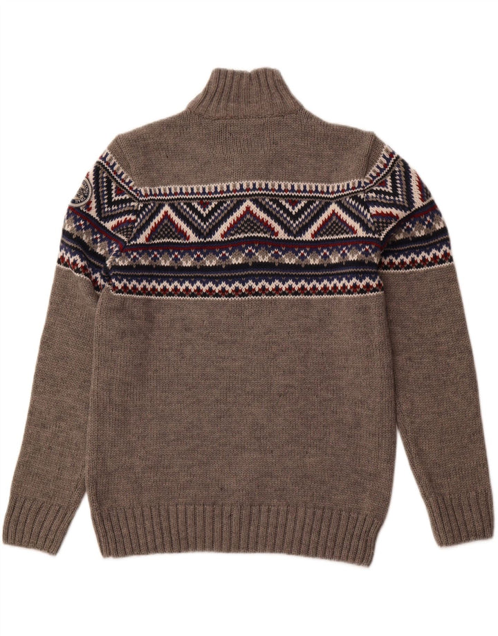 SOUTHERN Pulover pentru bărbați cu gât cu nasturi 2XL gri Fair Isle acrilic