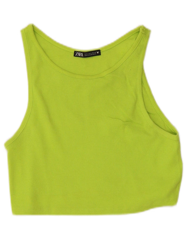 Top cu vestă pentru femei Zara UK 14, mare, verde, bumbac