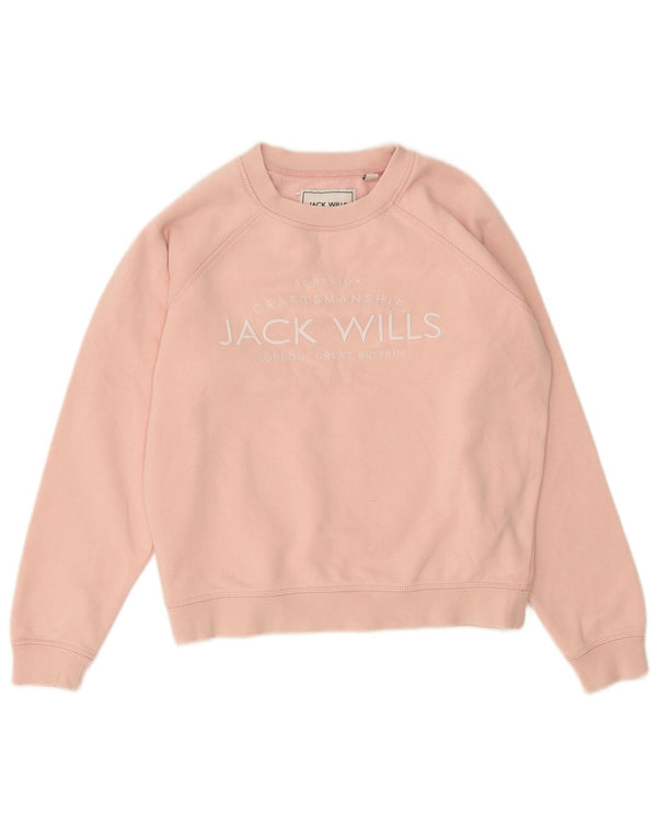Jack Wills Pulover supradimensionat cu grafic pentru femei UK 6 Small Pink