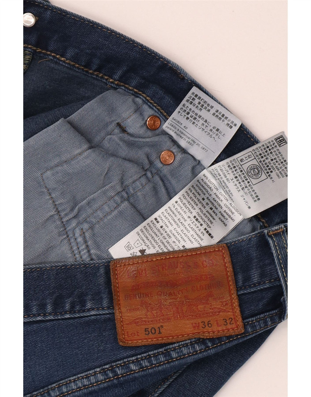 Blugi drepti pentru bărbați Levi's 501 W36 L32 Bumbac albastru