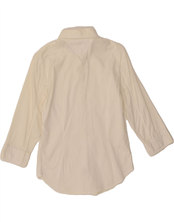 TOMMY HILFIGER Womens 3/4 Sleeve Shirt US 6 Medium Off White Cotton Vintage Tommy Hilfiger and Second-Hand Tommy Hilfiger from Messina Hembry 