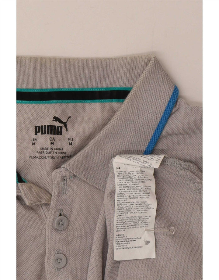 Tricou polo Puma pentru bărbați, bumbac cu dungi gri medii