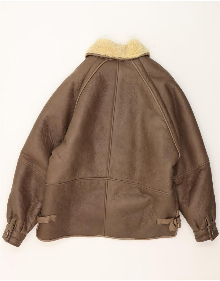Jachetă vintage bărbătească din shearling IT 50 mare, gri din piele