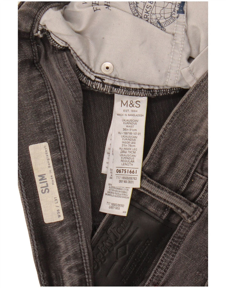 Blugi slim pentru bărbați Marks & Spencer W36 L31 bumbac gri