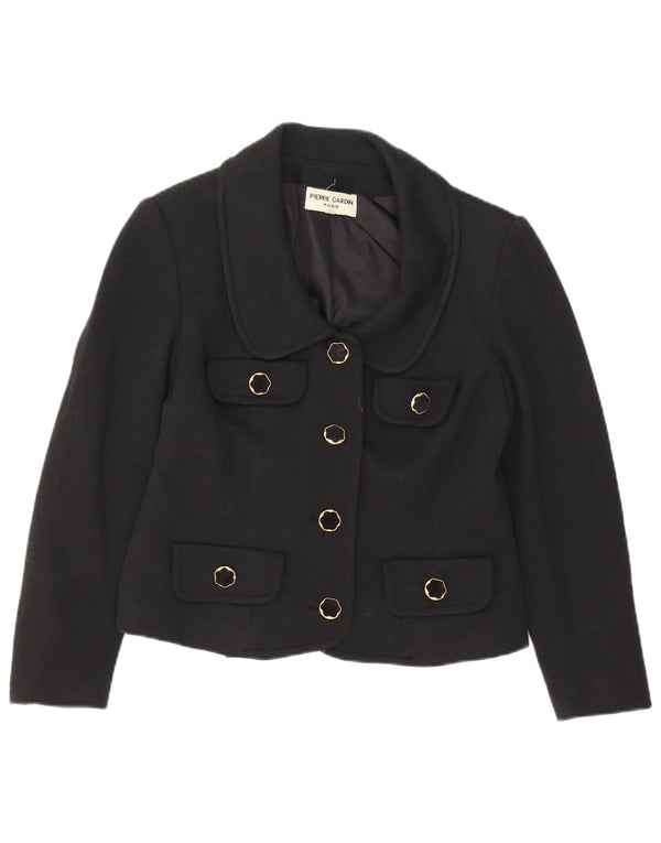 Jachetă Blazer pentru femei Pierre Cardin cu 4 nasturi IT 46 Lână mare neagră