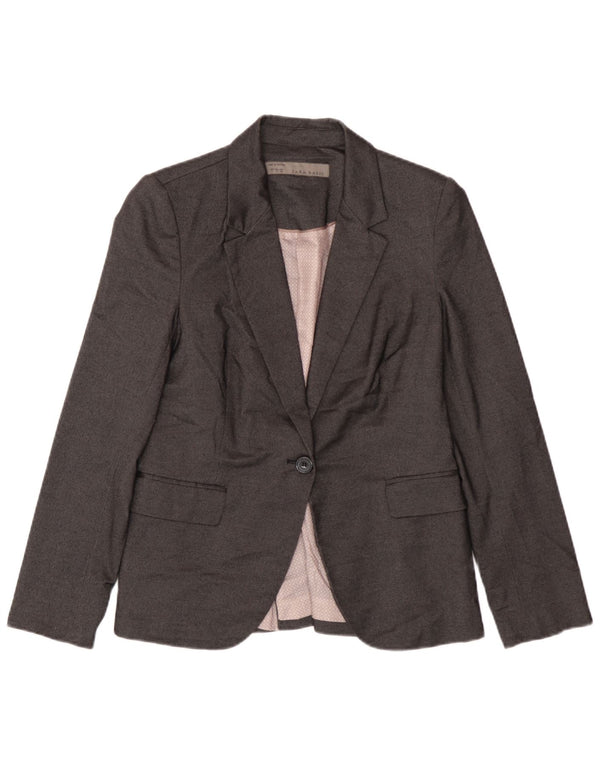 Sacou blazer pentru femei Zara, cu 1 nasture, UK 14, mare, gri, poliester