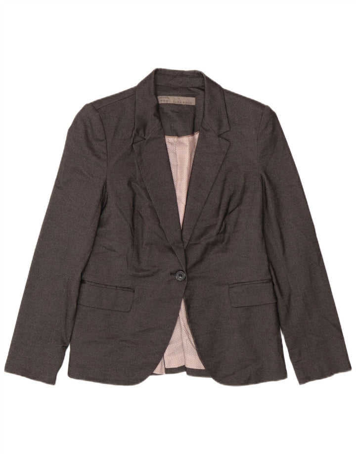 Sacou blazer pentru femei Zara, cu 1 nasture, UK 14, mare, gri, poliester