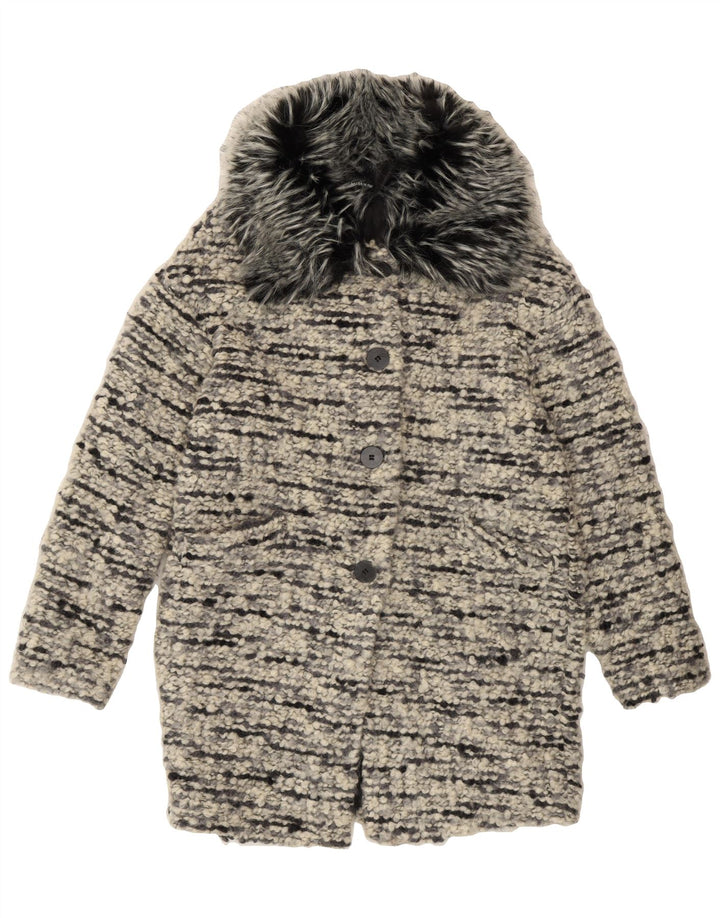 VINTAGE Womens Overcoat UK 14 Medium Grey Flecked Wool Vintage Vintage and Second-Hand Vintage from Messina Hembry 