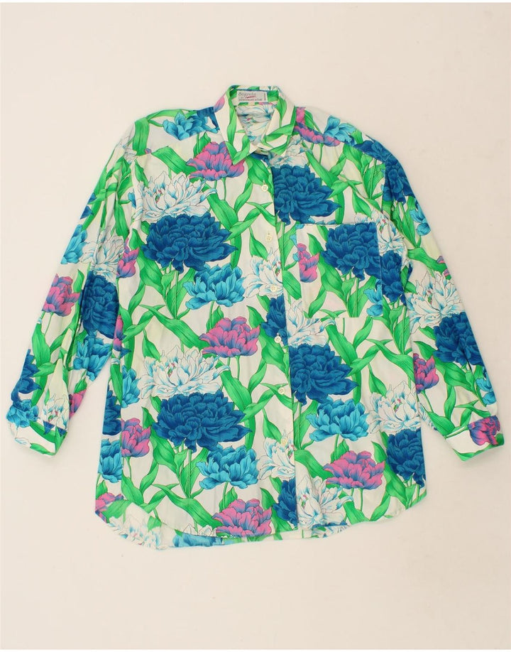 EMMANUEL SHVILI Womens Shirt IT 44 Medium Green Floral Cotton Vintage Emmanuel Shvili and Second-Hand Emmanuel Shvili from Messina Hembry 