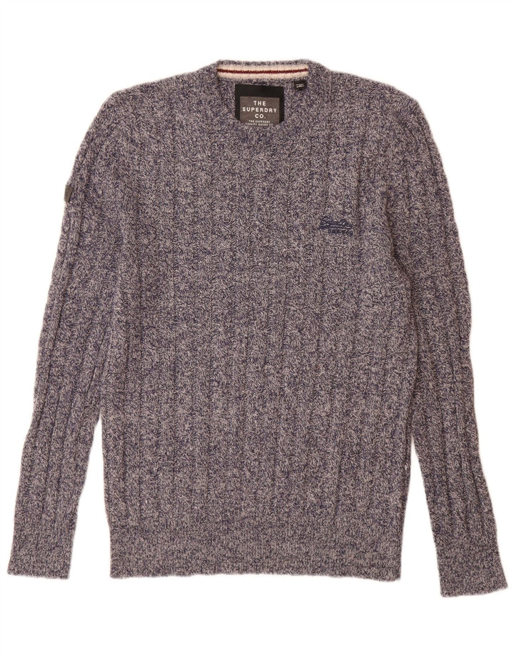 Pulover pentru bărbați Superdry cu decolteu rotund, lână de miel, albastru, mare