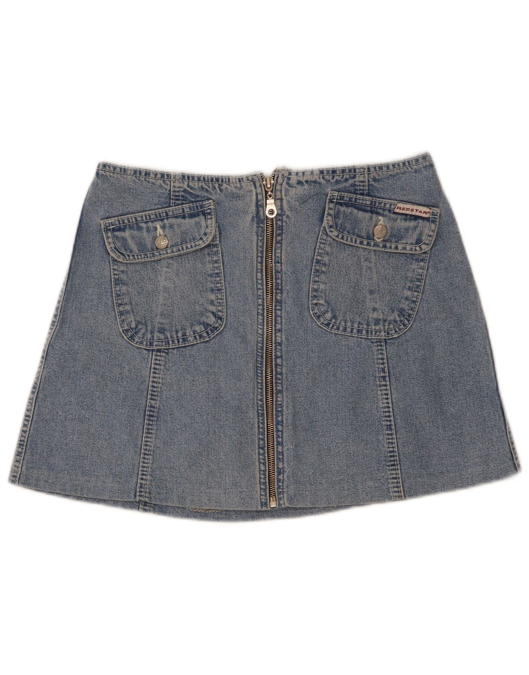 Fusta mini de blugi vintage pentru femei W27 Bumbac albastru mic